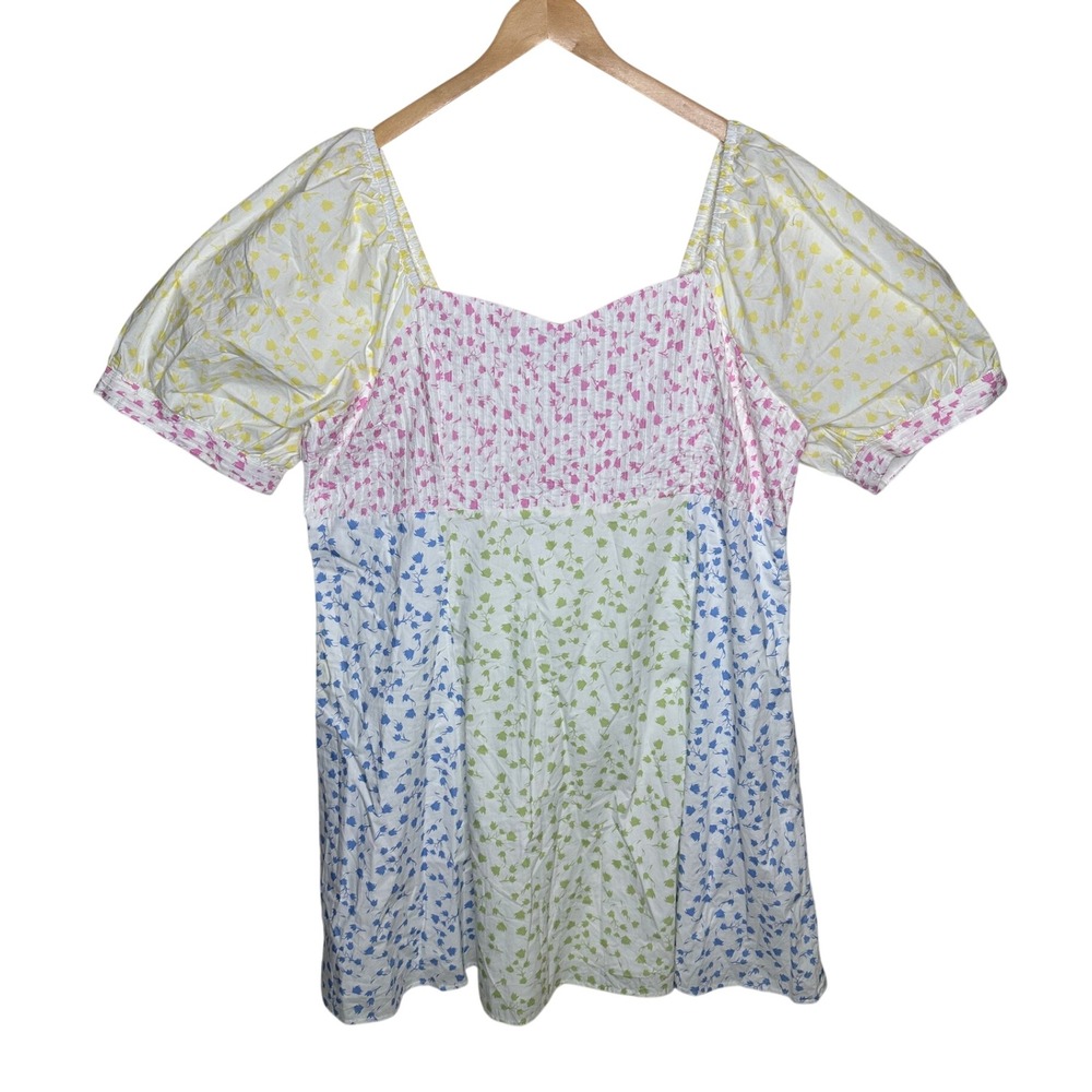 English Factory Patchwork Puff Sleeve Multi Floral Print Mini Dress size 3X